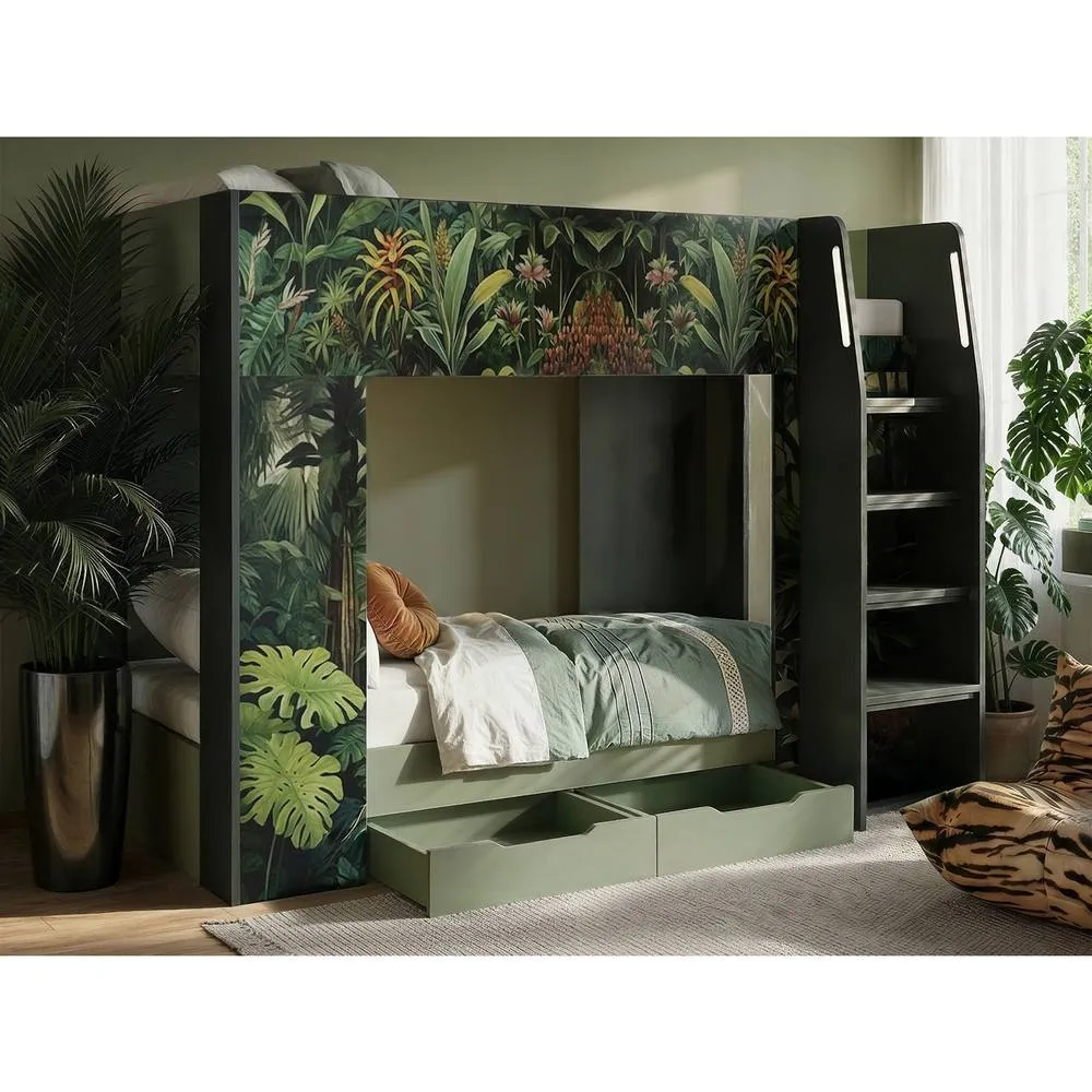 Flair Lorith Jungle Bunk Bed with Drawers in Dark Green