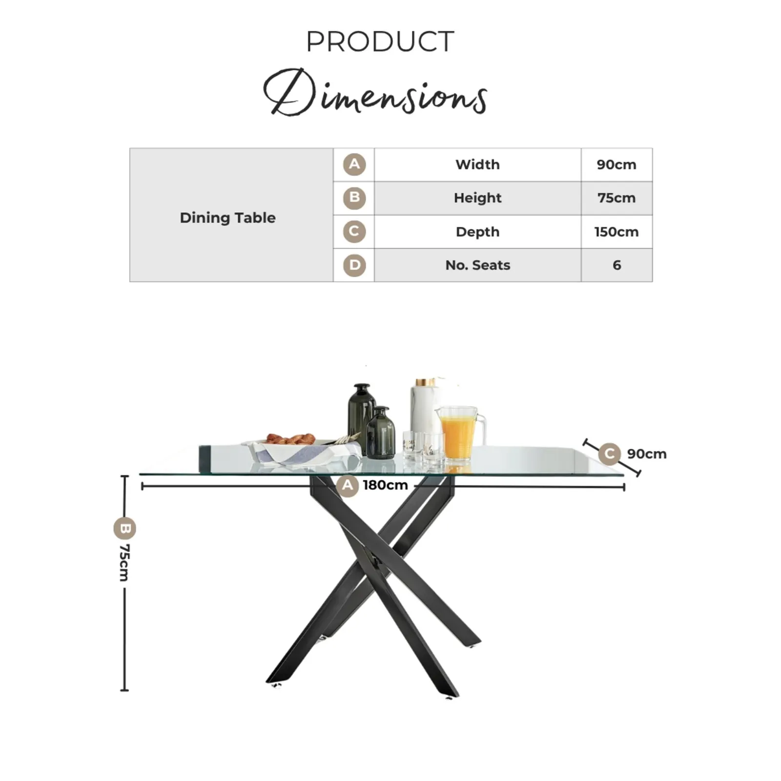 FurnitureboxUK Leonardo Rectangular Black Wood & Metal 6 Seater Dining Table 6