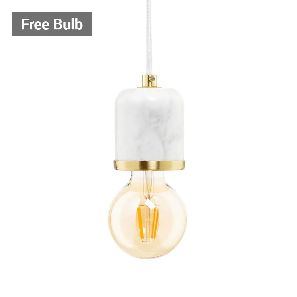 Romano Marble E27 Cable Set with 95mm Bulb, Brass 1
