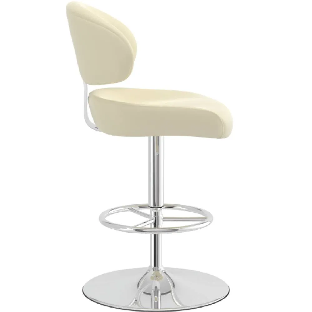 netfurniture Jamaica Height Adjustable Bar Stool Cream Faux Leather Padded Seat 3