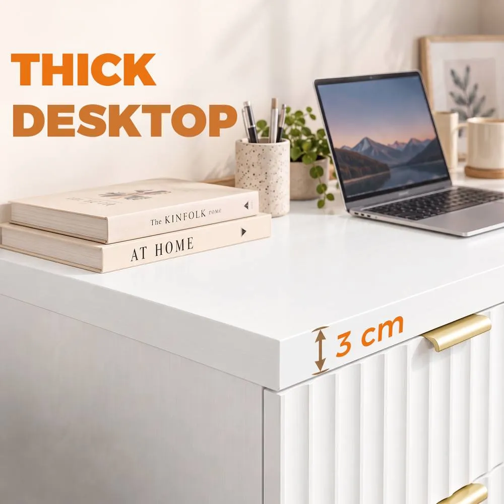 HOMCOM Computer Desk with Drawer, Reversible Office Des, White 5
