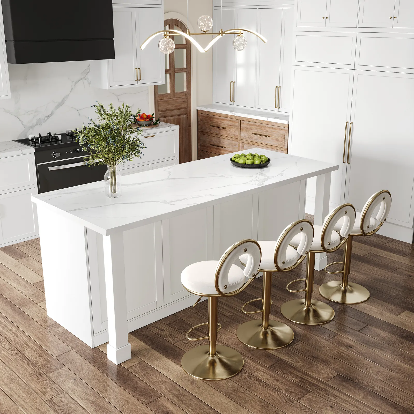 1830mm Modern White Sintered Stone Kitchen lsland with Wine Storage