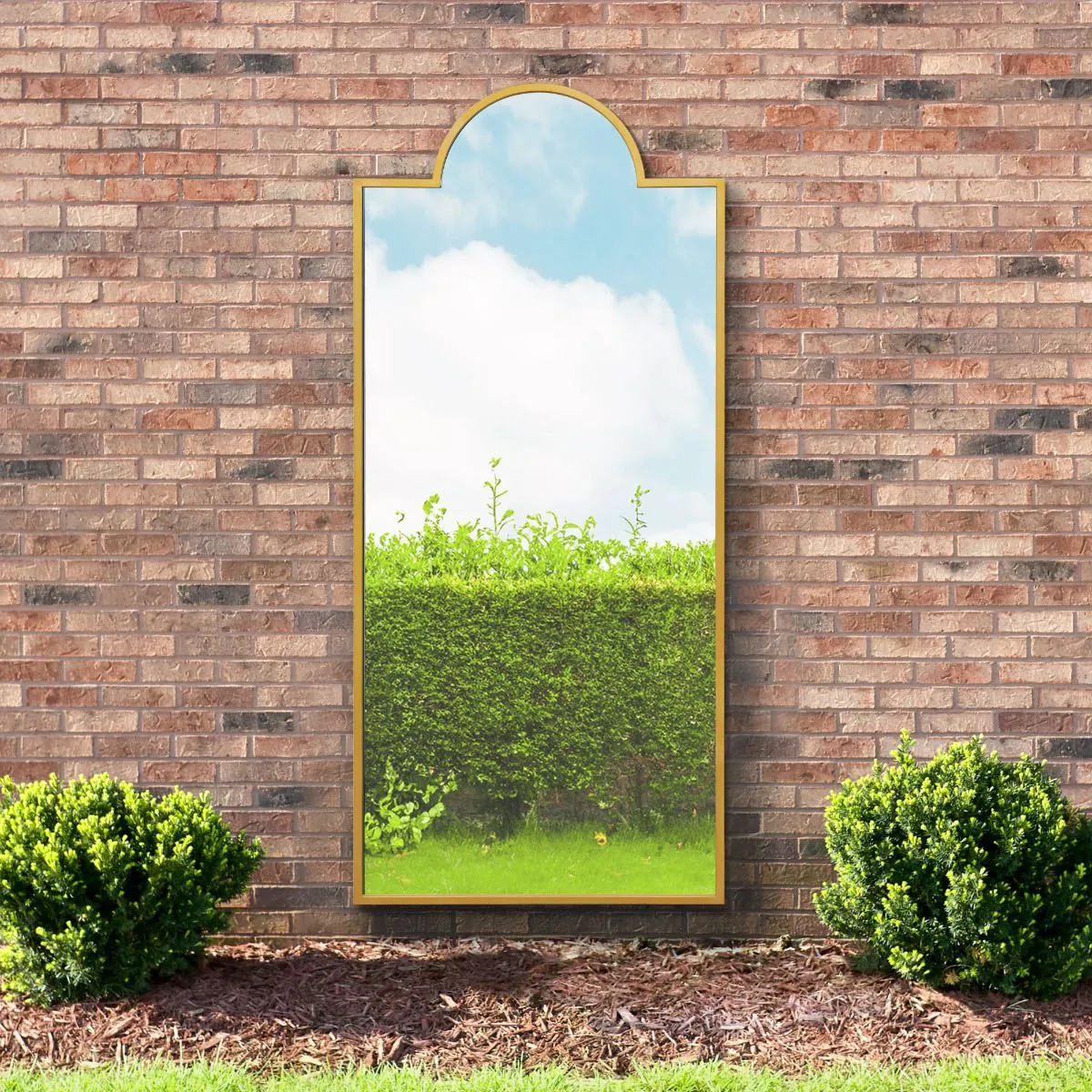 MirrorOutlet Gold Contemporary Wall & Leaner Garden Mirror 75"x 33" 190x85cm 6