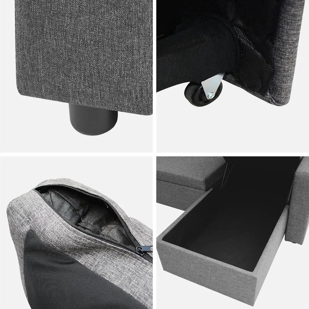 sweeek 3-seater Compact Reversible Corner Sofa Bed in Dark Grey 4