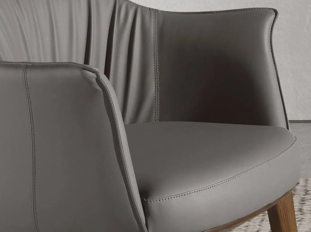 Angel Cerda Model Grey Leatherette Dining Chair with Armrests and 5
