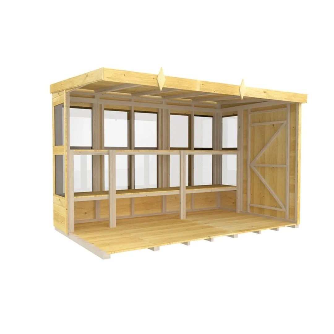Buttercup Farm 10 x 6 Feet Pent Potting Shed - Wood - L178 x W302 x H201 cm in Brown 2