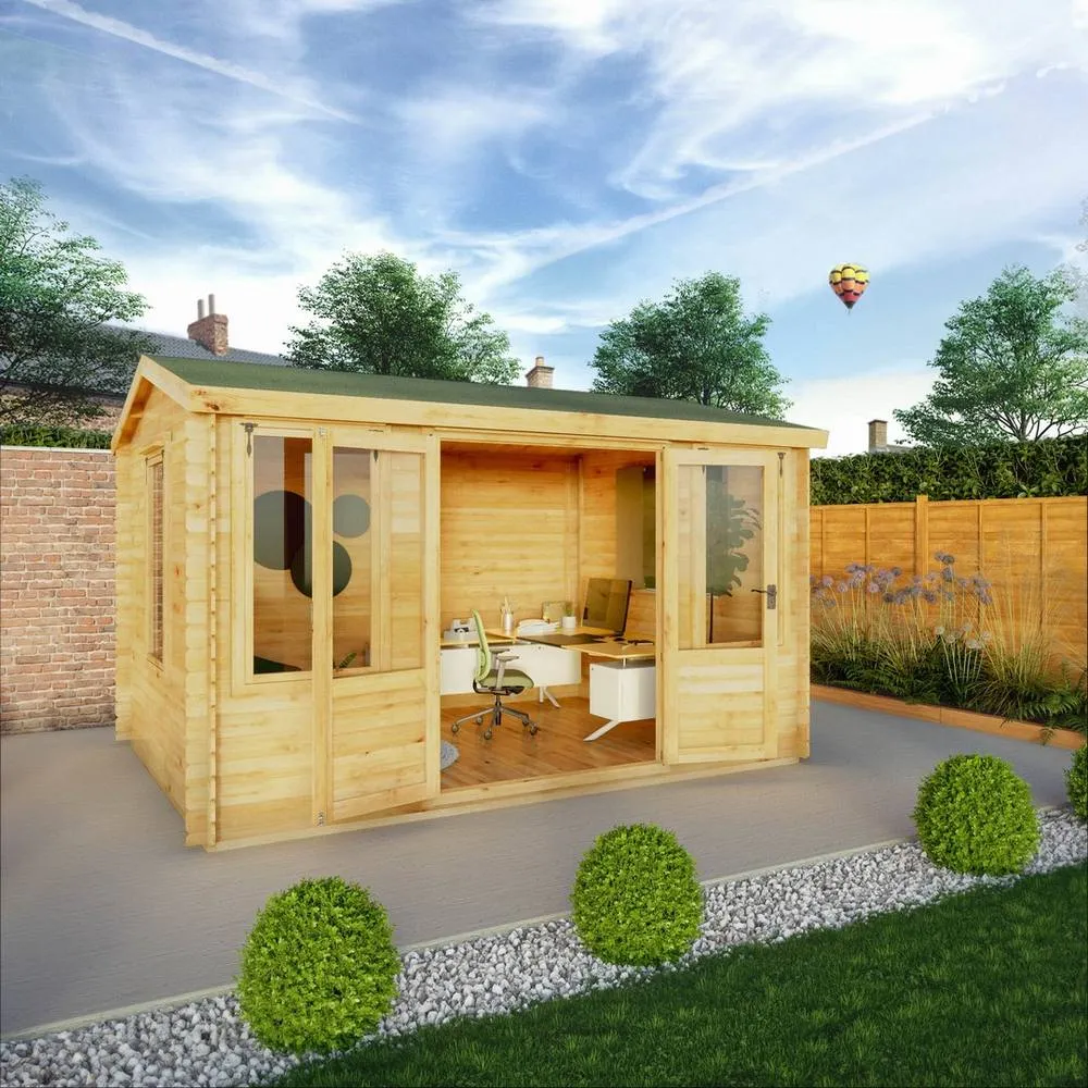 Mercia 4 x 3 m Reverse Apex Log Cabin - 19 mm - L313.3 x W402.8 x H259.5 cm in Brown 5