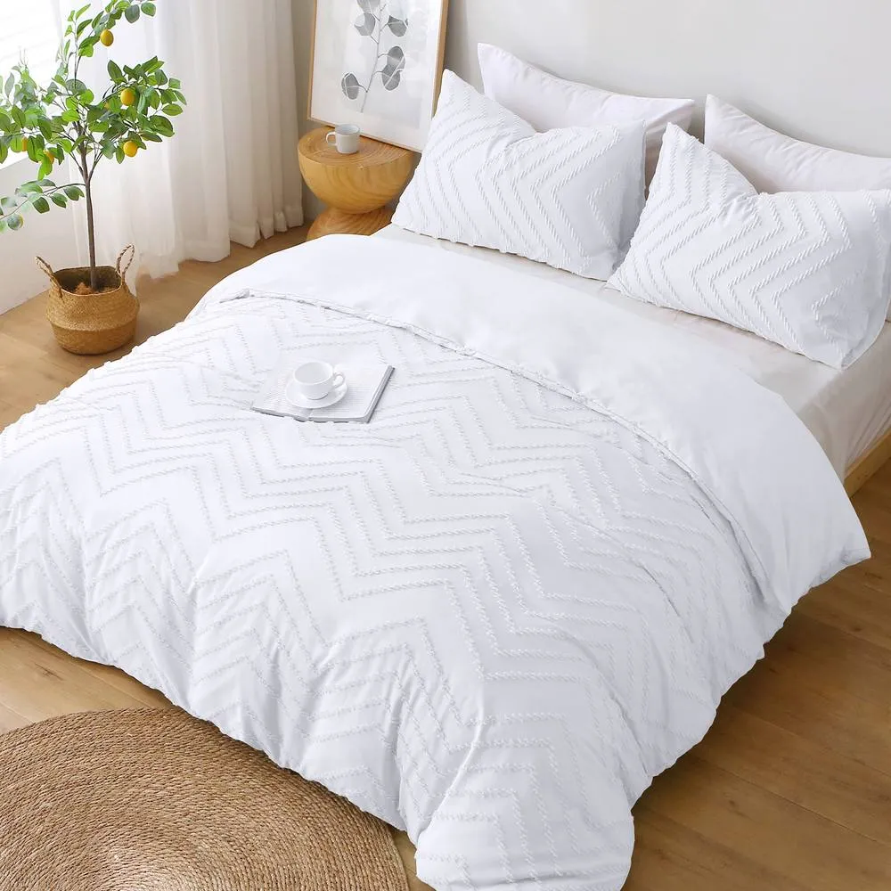 Pamposh Ultra Soft Tufted Duvet Cover Set King Size Quilt Covers in White
