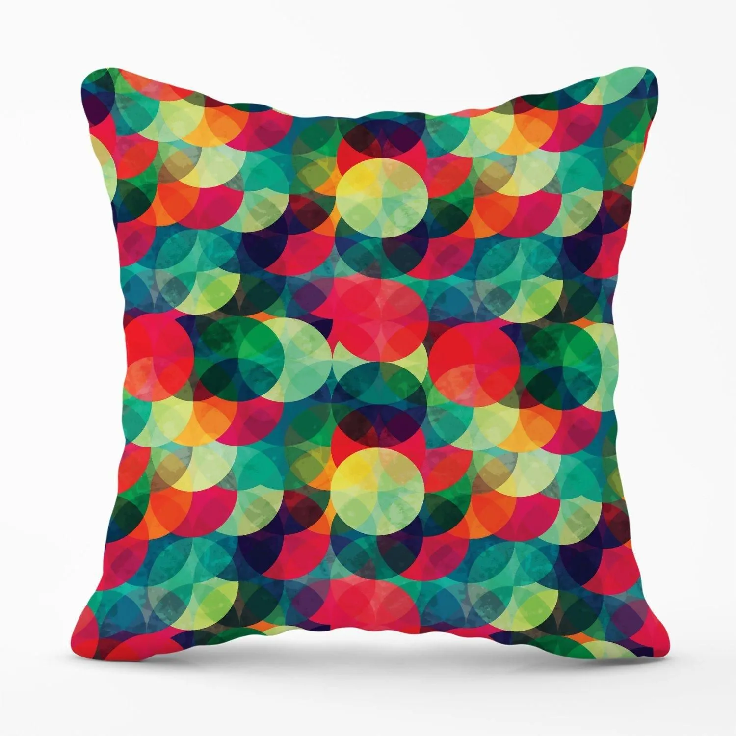 Warren Reed - Designer Colourful Grunge Circle Pattern Outdoor Cushion in Red