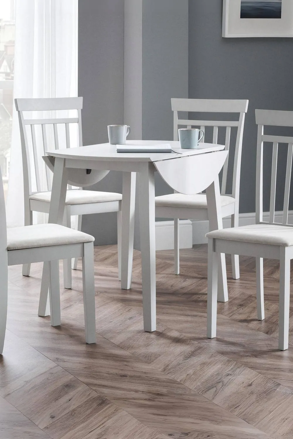 Julian Bowen Coast Round 2-4 Seater Drop Leaf Dining Table in Grey 2