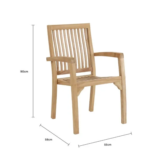 Set of 2 Teak Stacking Chairs 6