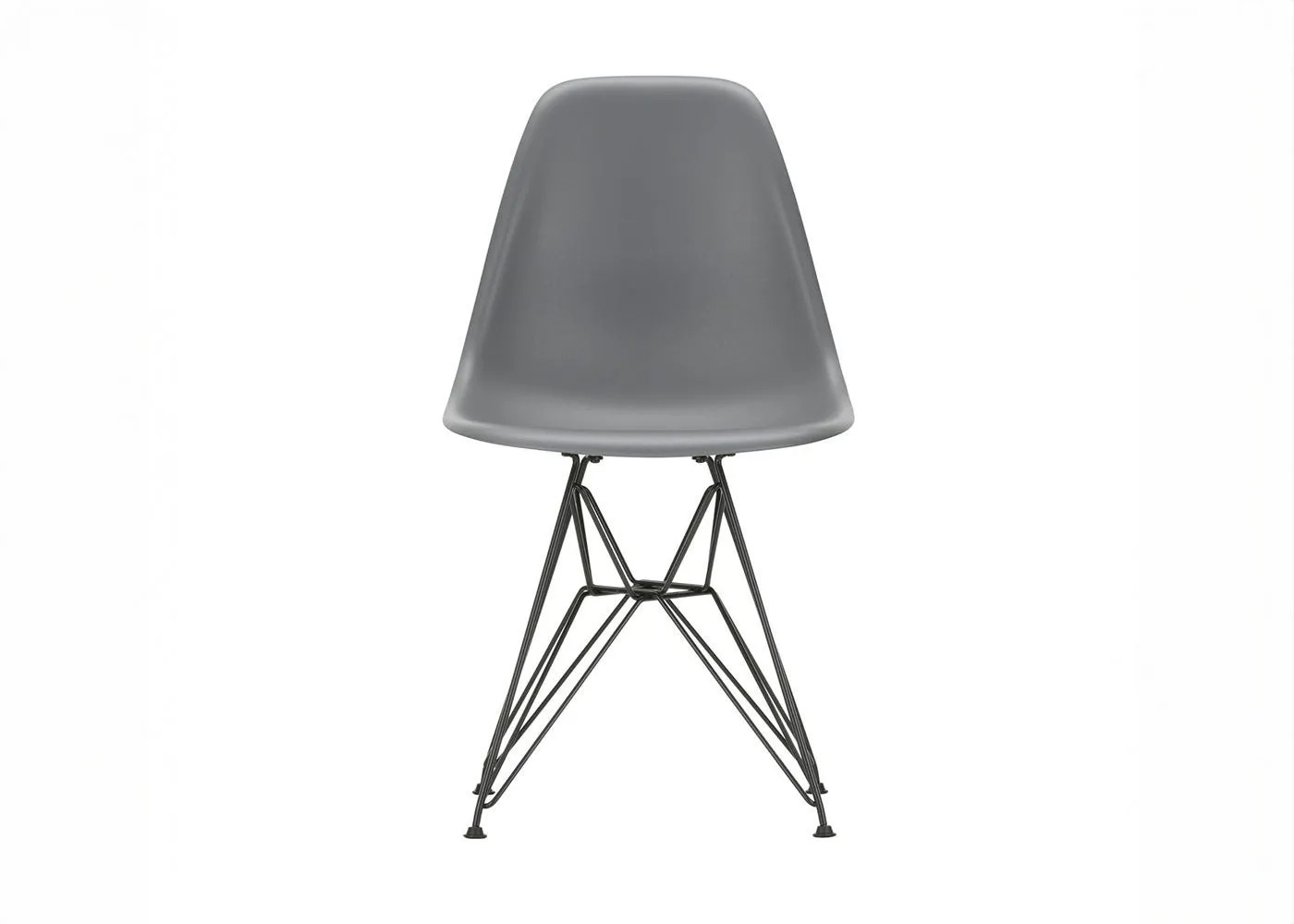 Vitra Eames DSR Chair Granite Grey Basic Dark Powder Coated Base 04 Glides