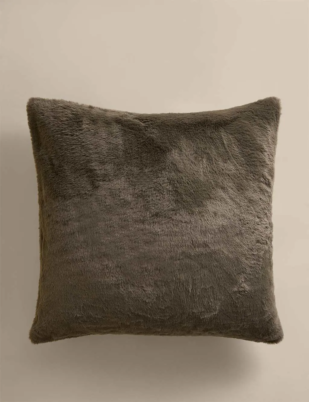 M&S Velvet Supersoft Cushion Khaki
