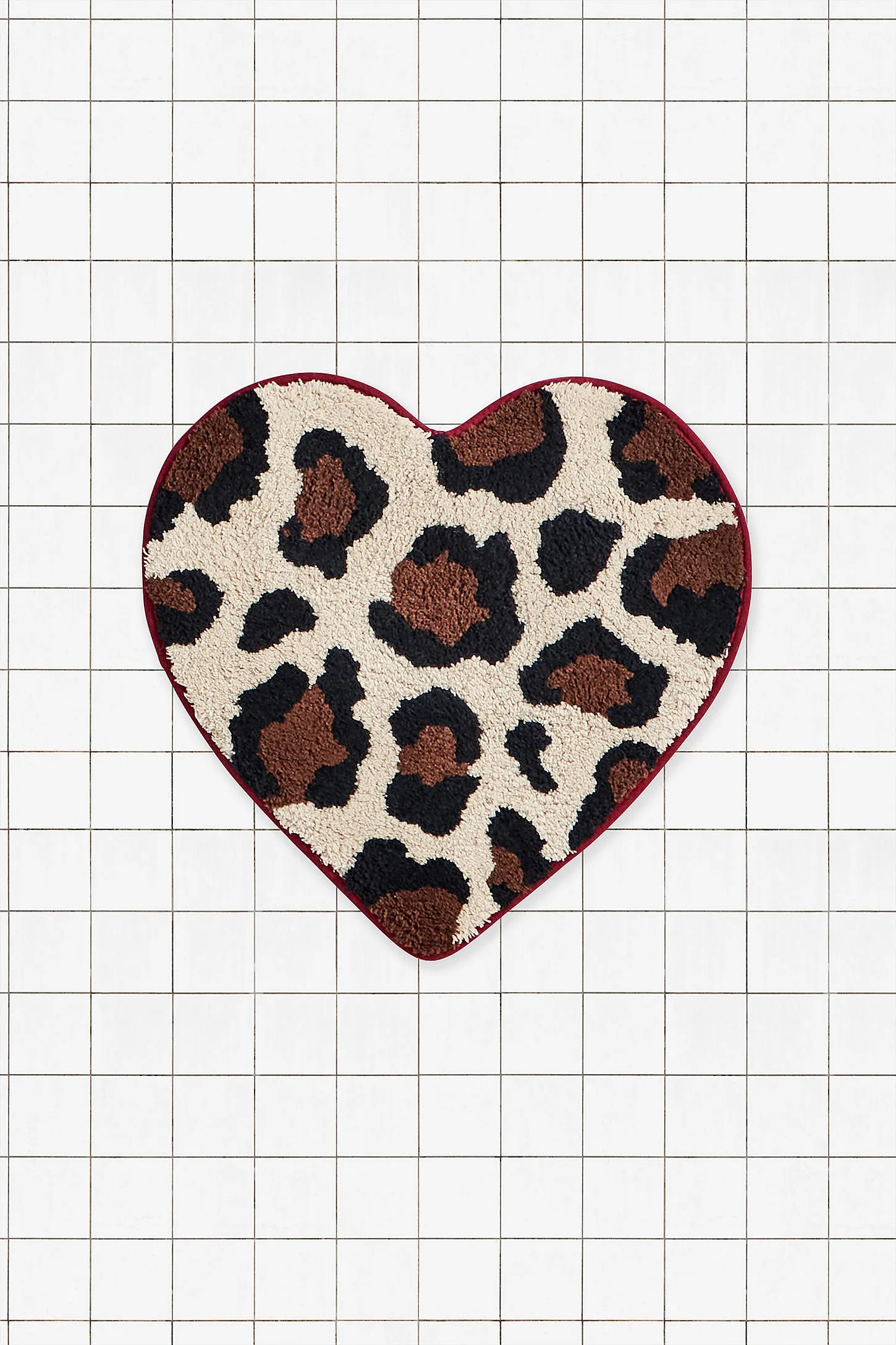 Leopard Print Heart Bath Mat