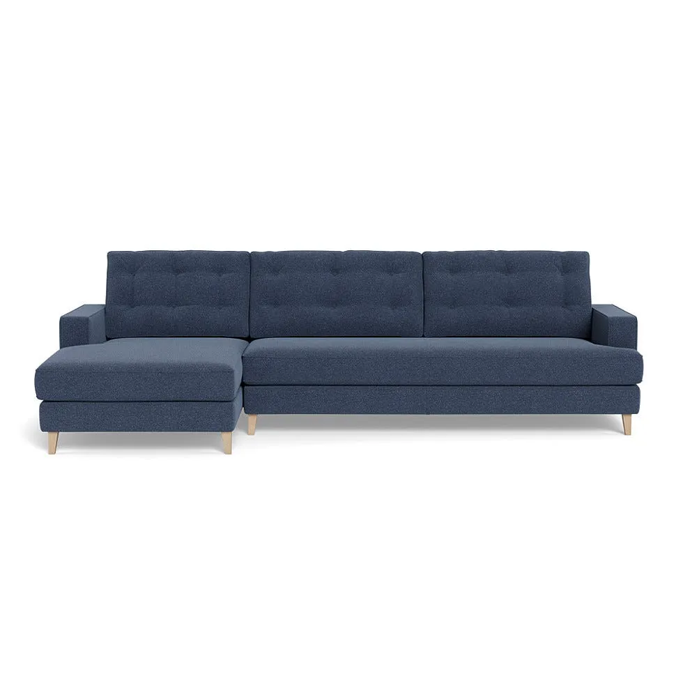 Heal's Mistral Left Hand Facing Corner Sofa Textured Boucle Indigo Natural Feet 1