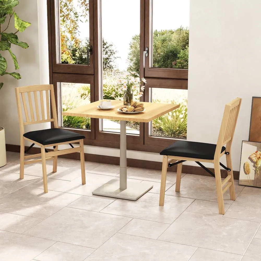 Costway Dining Chair Set of 2 Kitchen Folding Armless Chairs w/ Padded Seat in Black