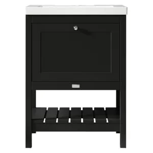 Bayswater Hartleigh Matt Black Traditional Freestanding Vanity Unit & 1 Tap Hole Modern Recessed Basin - 600mm