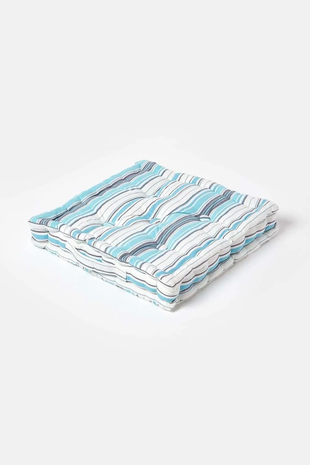 Homescapes Cotton New England Stripes- Floor Cushion in Blue