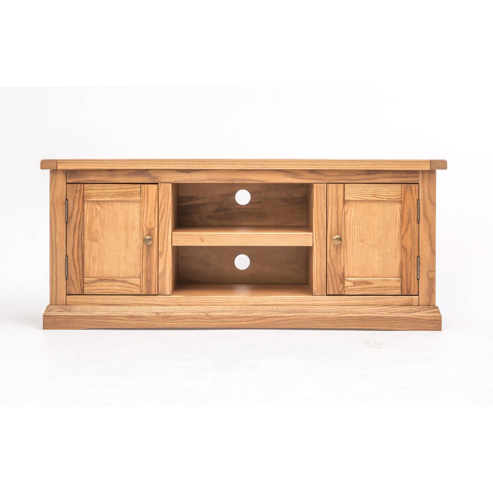 Cabinet Bits Salerno Light Wood 2 Door TV Cabinet Brass Knob in Natural
