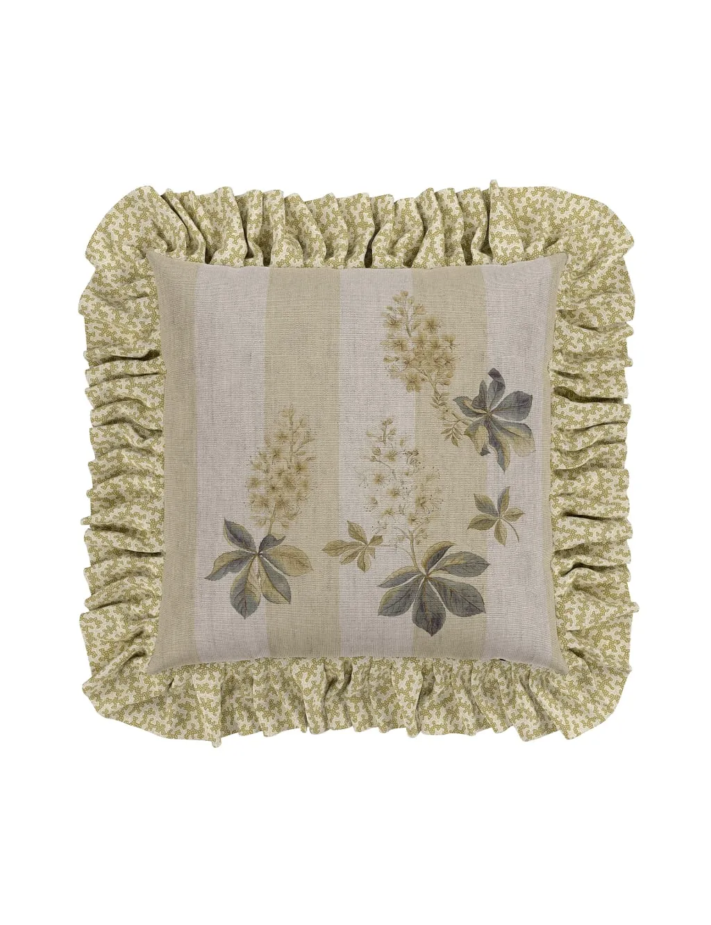 Sanderson Pure Cotton Chestnut Tree Print Cushion Light Green
