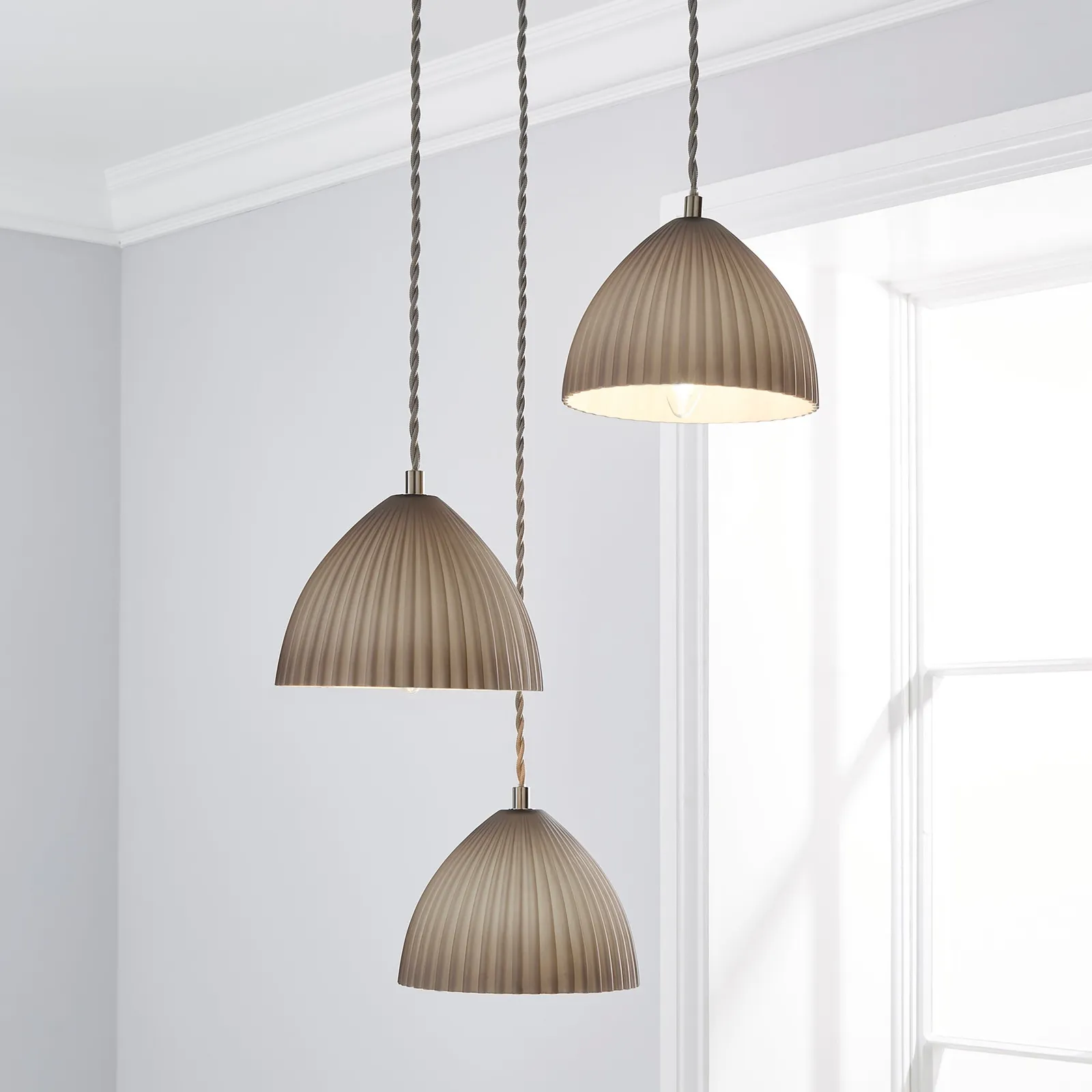 Emily 3 Light Glass Cluster Fitting Grey
