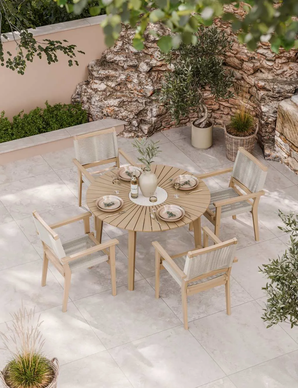 Royalcraft Roma 4 Seater Dining Set Natural Mix