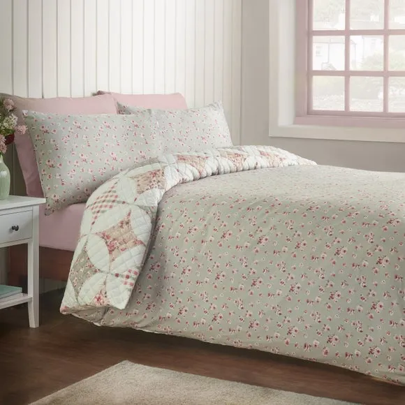 Catherine Lansfield Pinsonic Patchwork Duvet Cover & Pillowcase Set 2