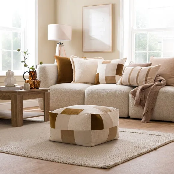 Clara Patchwork Boucle Pouffe 5