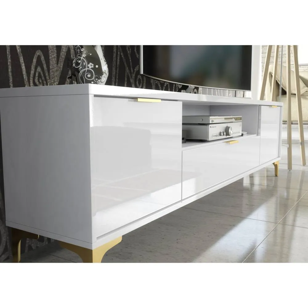 Creative Furniture Goldline Gloss TV Unit 200cm - Glossy White 3
