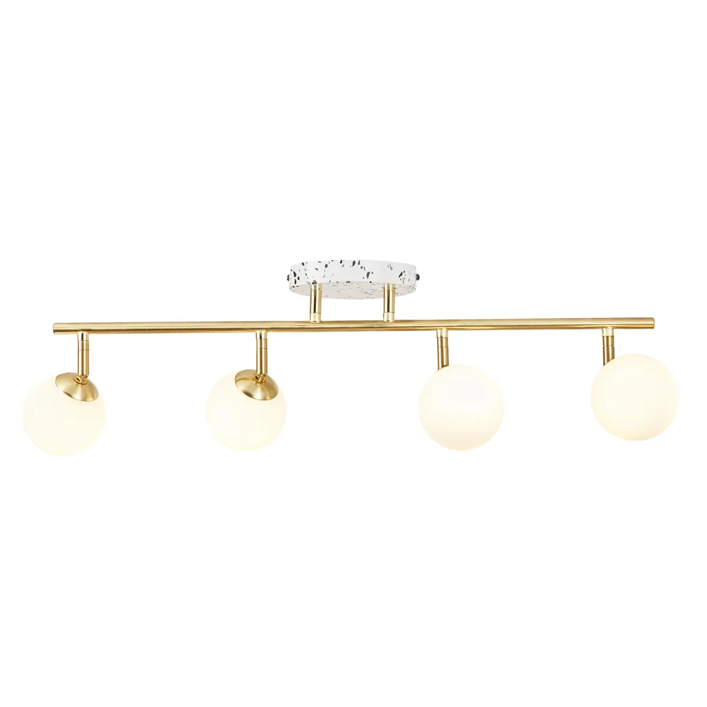 Lott Terrazzo Opal Ball 4 Light Spotlight Bar, Satin Brass