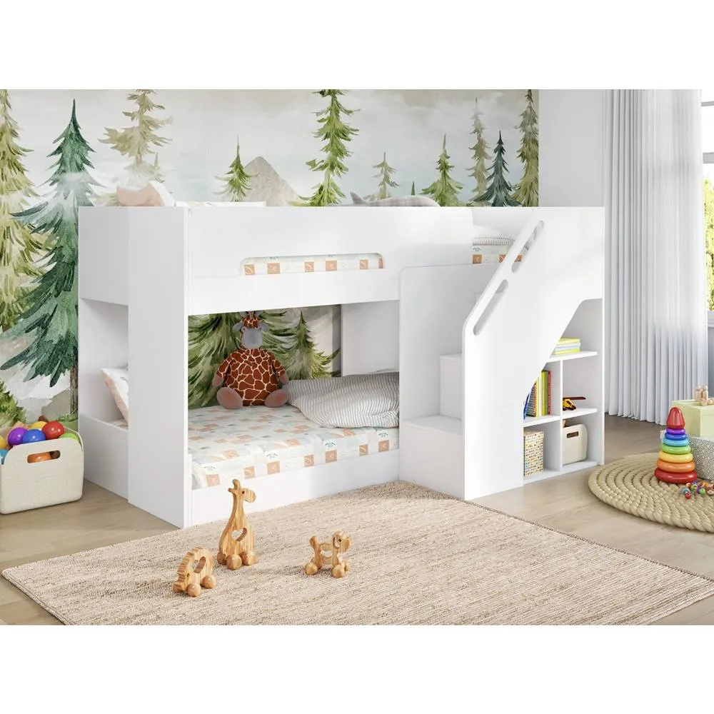 Flair Phobo Staircase Low Compact Bunk Bed White