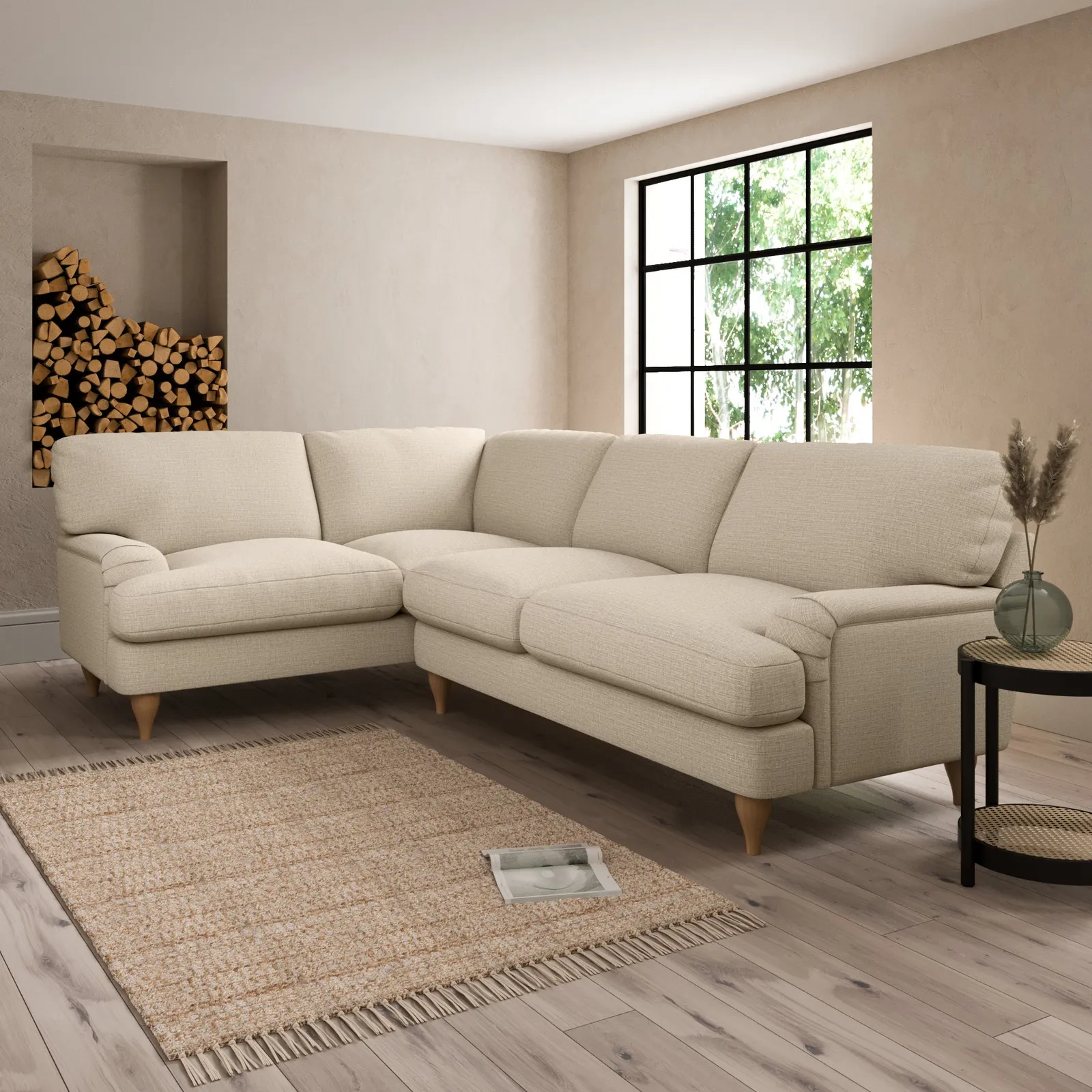 Darwin Textured Weave Left Hand Corner Sofa Textured Weave Honey