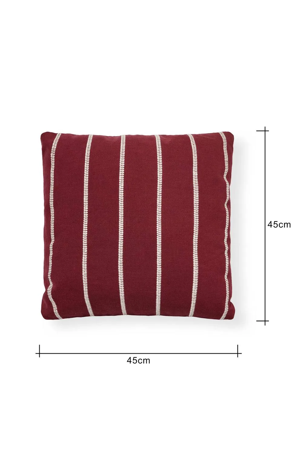 BHS Embroidered Stripe Cushion in Red 3