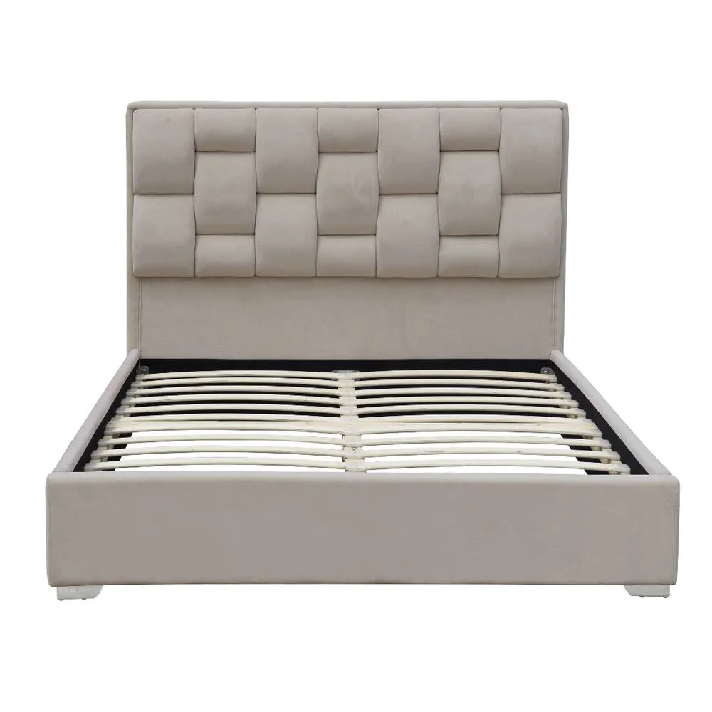 Comfy Living Ltd Plush Velvet Upholstered Bedframe in Cream 2