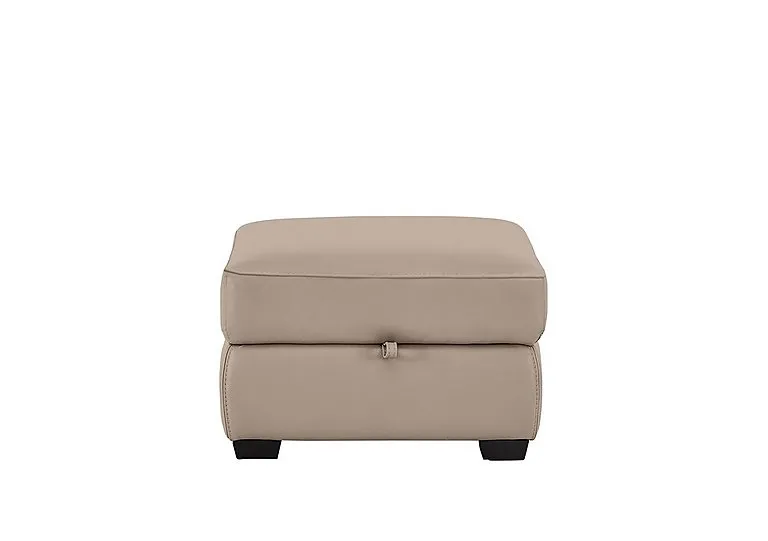 Starlight Express Leather Storage Footstool - BV Pebble