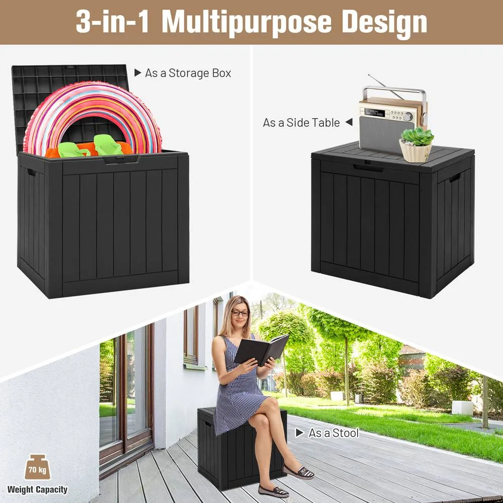 Costway Outdoor Garden Storage Box Waterproof Patio Utility Chest Plastic Lid Container in Black 3