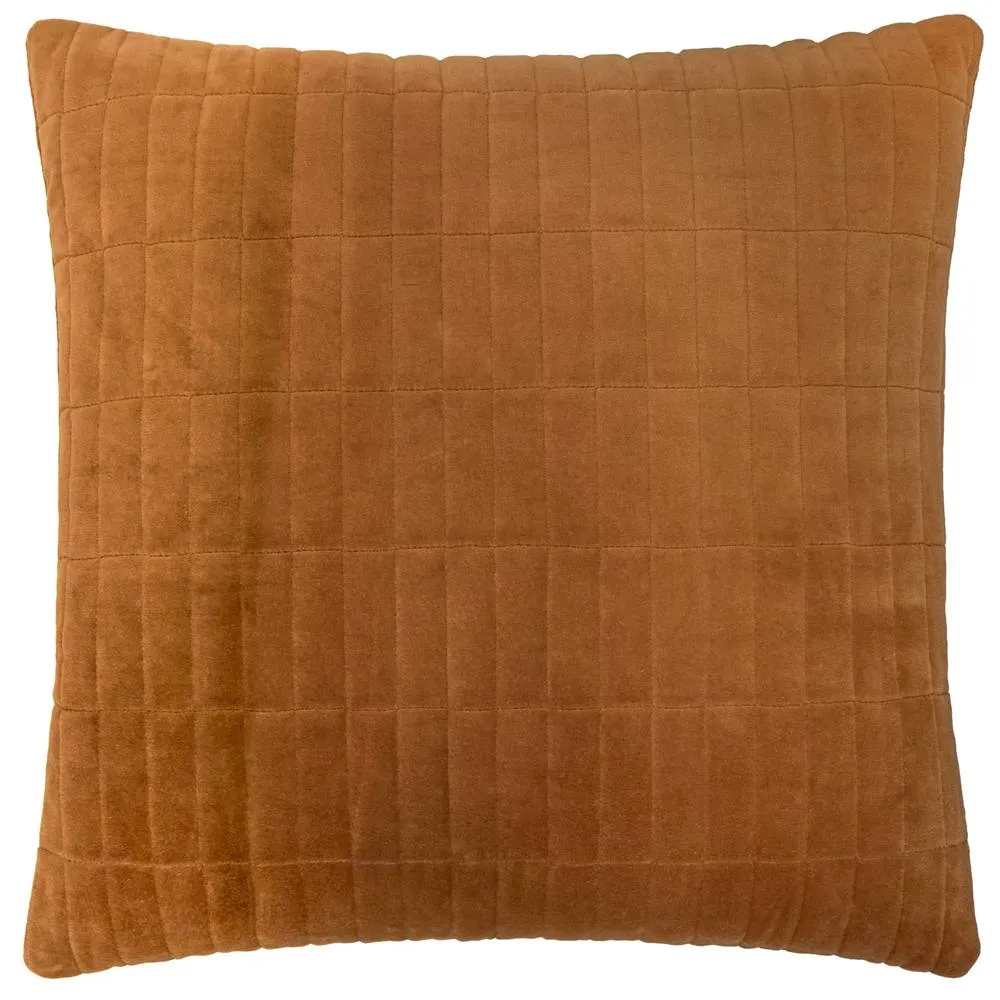 Yard Dales Quilted 100% Cotton Velvet Cushion in Orange 2