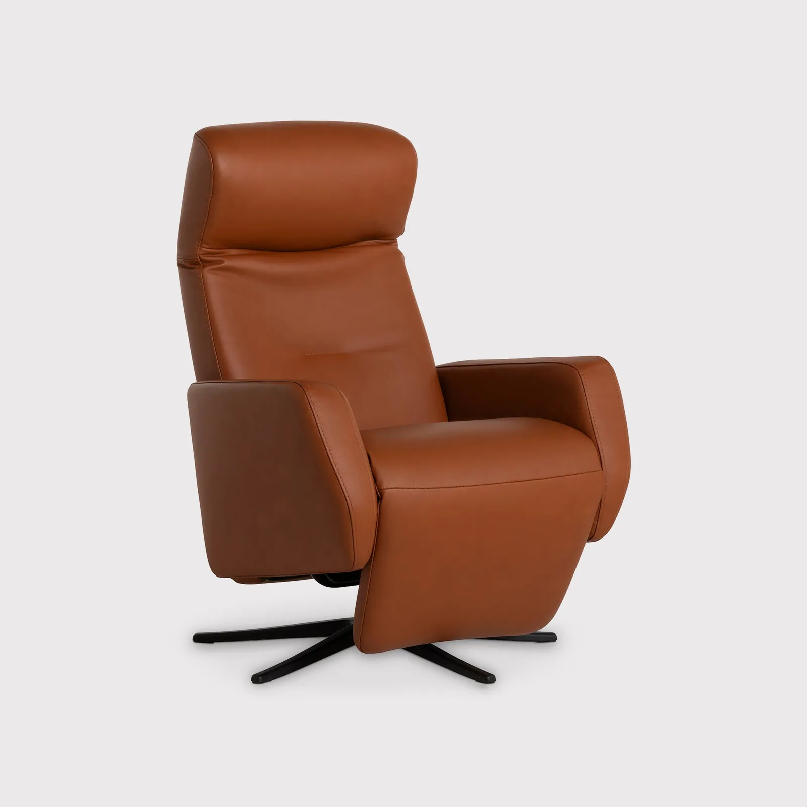Space 2100 Armchair & Integrated Footstool, Brown Leather | Barker & Stonehouse