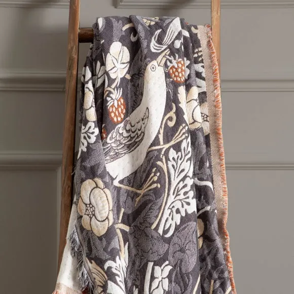 Morris & Co. Strawberry Thief Throw Blanket 130cm x 170cm 5