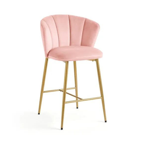 Kiley Bar Stool with Gold Legs, Velvet 5