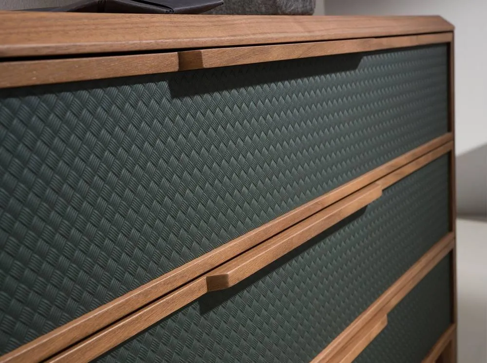 Angel Cerda Dark Green PVC Chest of Drawers with Walnut Legs 6