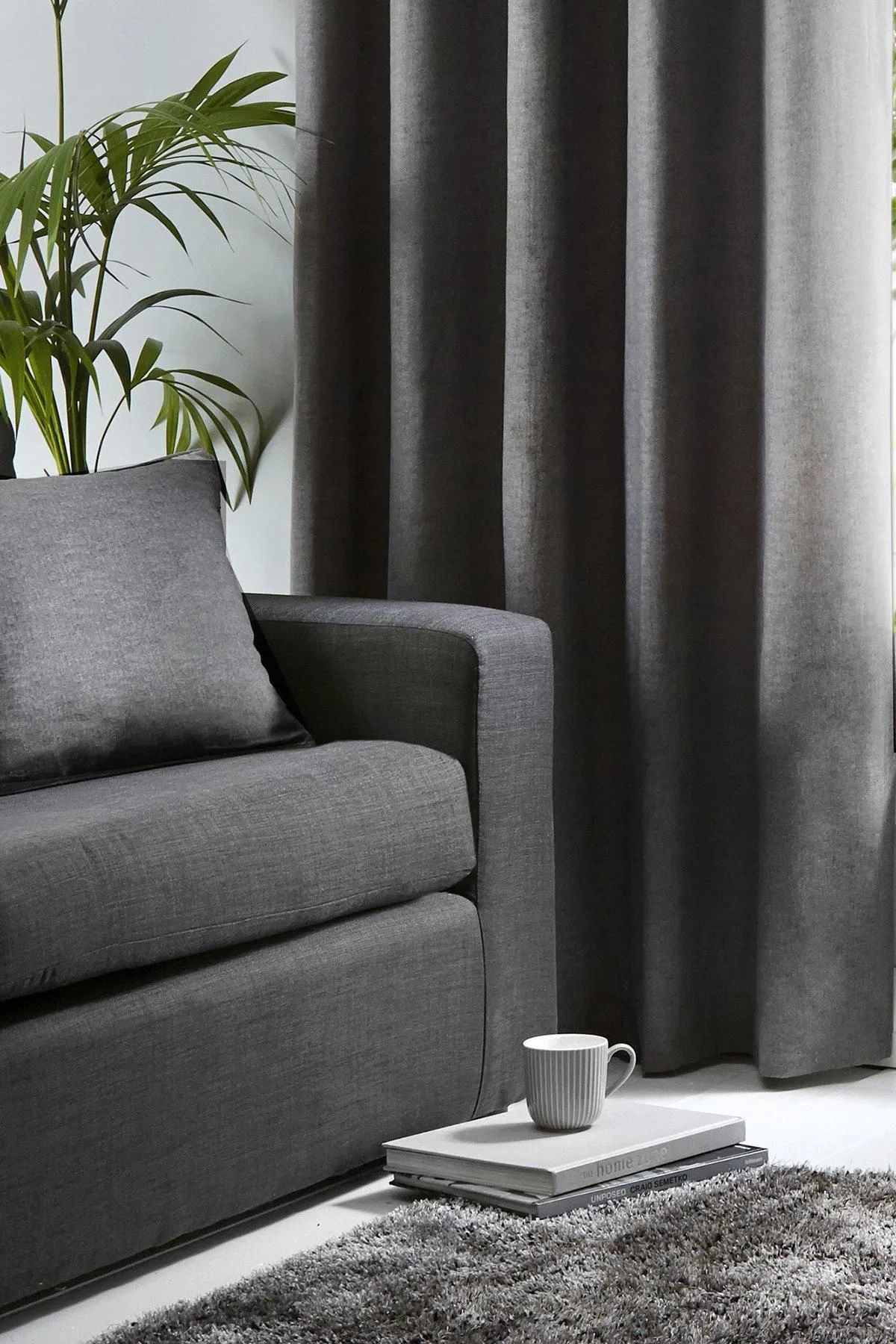 Fusion 'Sorbonne' Luxury Plain Dyed Filled Cushion 100% Cotton in Charcoal 3