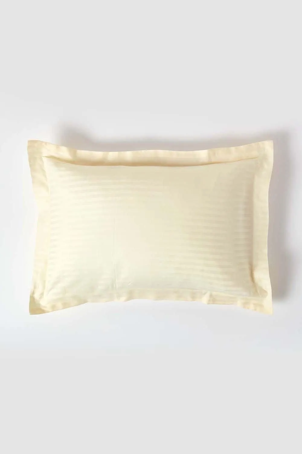 Homescapes Egyptian Cotton Satin Stripe Oxford Pillowcase 330 TC in Bright Yellow 1