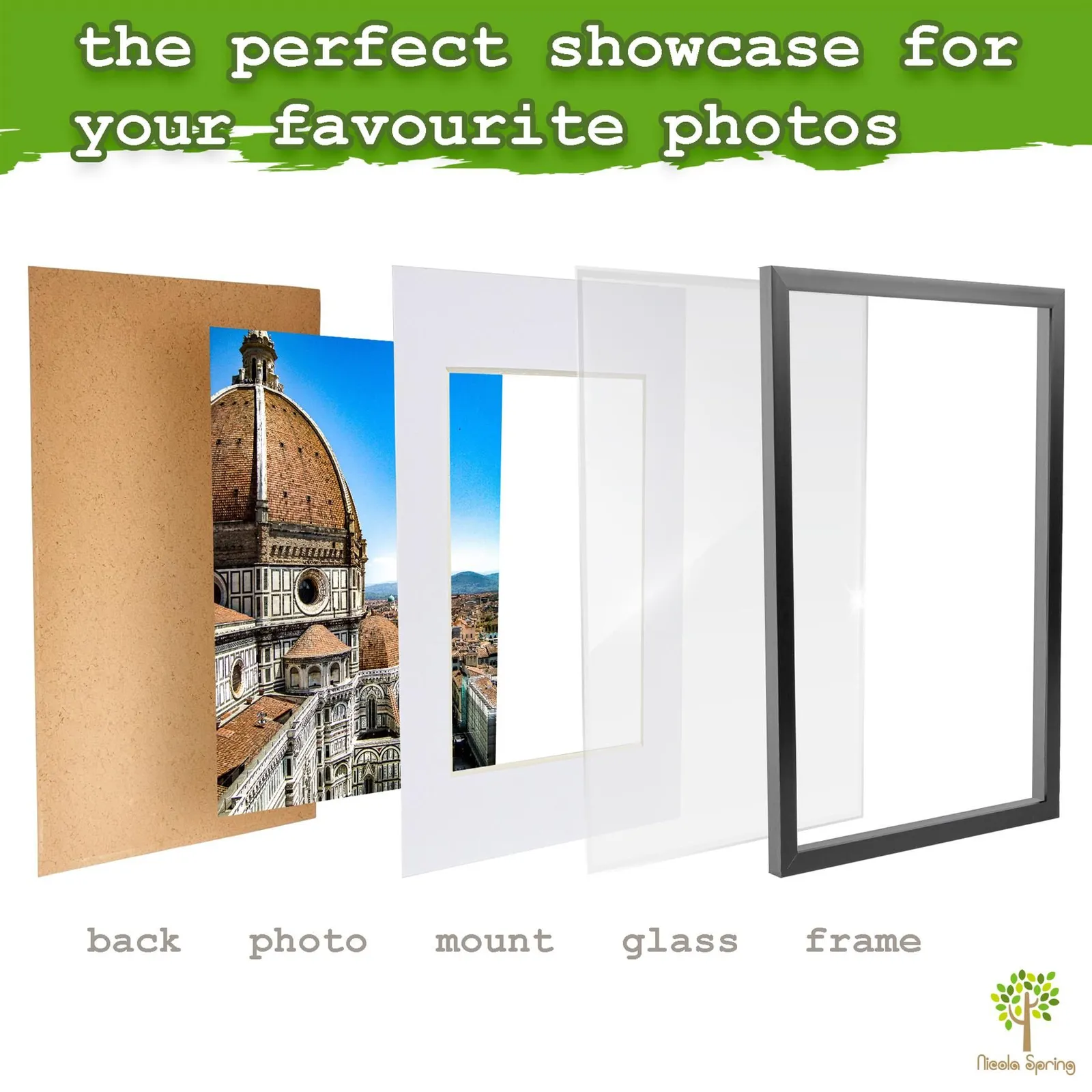 Nicola Spring 3x Photo Frame with White A4 Mount - A3 (12" x 17") Picture Display in Black 2