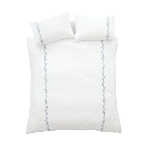 Bianca Camille Embroidered Floral 100% Cotton Duvet Cover & Pillowcase Set 5