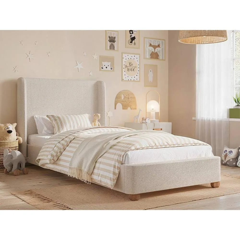 Flair Alma Single Winged Headboard Bed in Beige 1