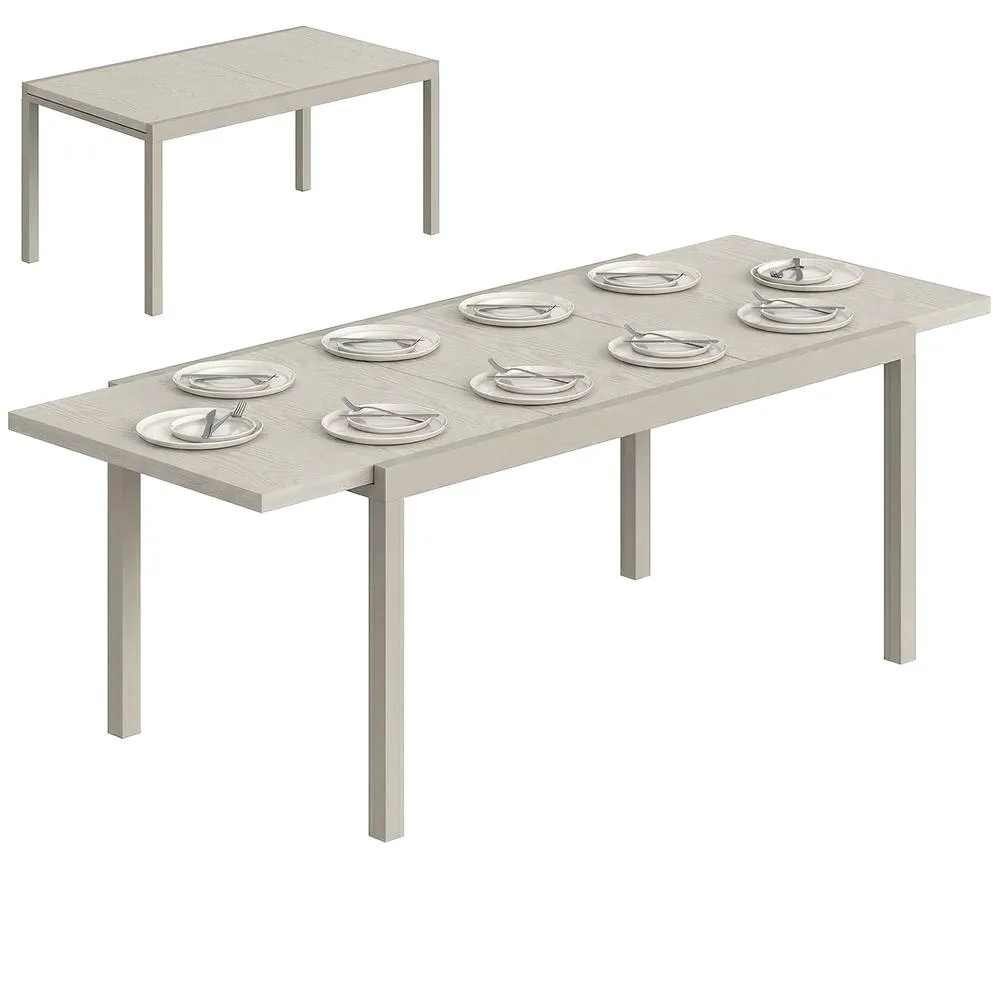 OUTSUNNY Extending Garden Table, Aluminium Outdoor Dining Table for 8-10 in Light Grey 2