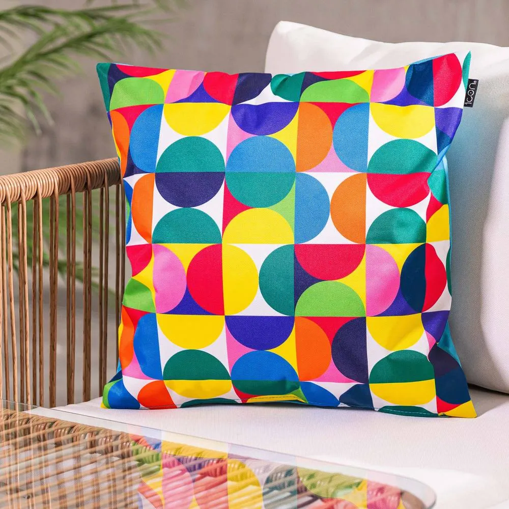 icon Cushion 43x43cm Circluar Geo, Aqua Back