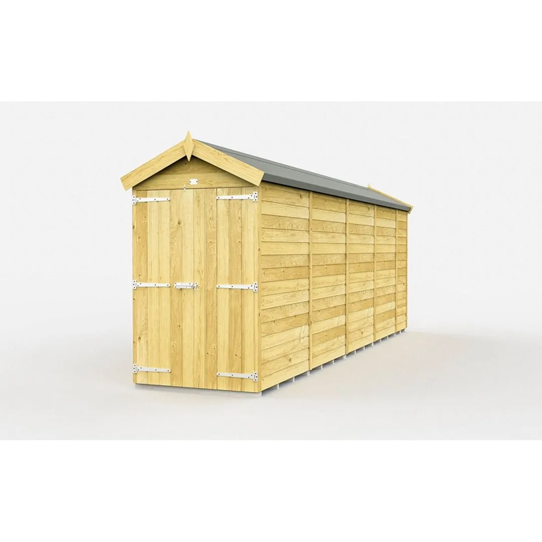 Buttercup Farm 4 x 19 Feet Apex Shed - Double Door W/O Window - L560 x W118 x H217 cm in Brown