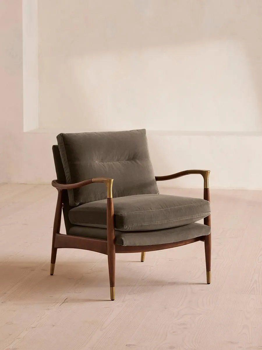 Theodore Armchair, Velvet, Taupe